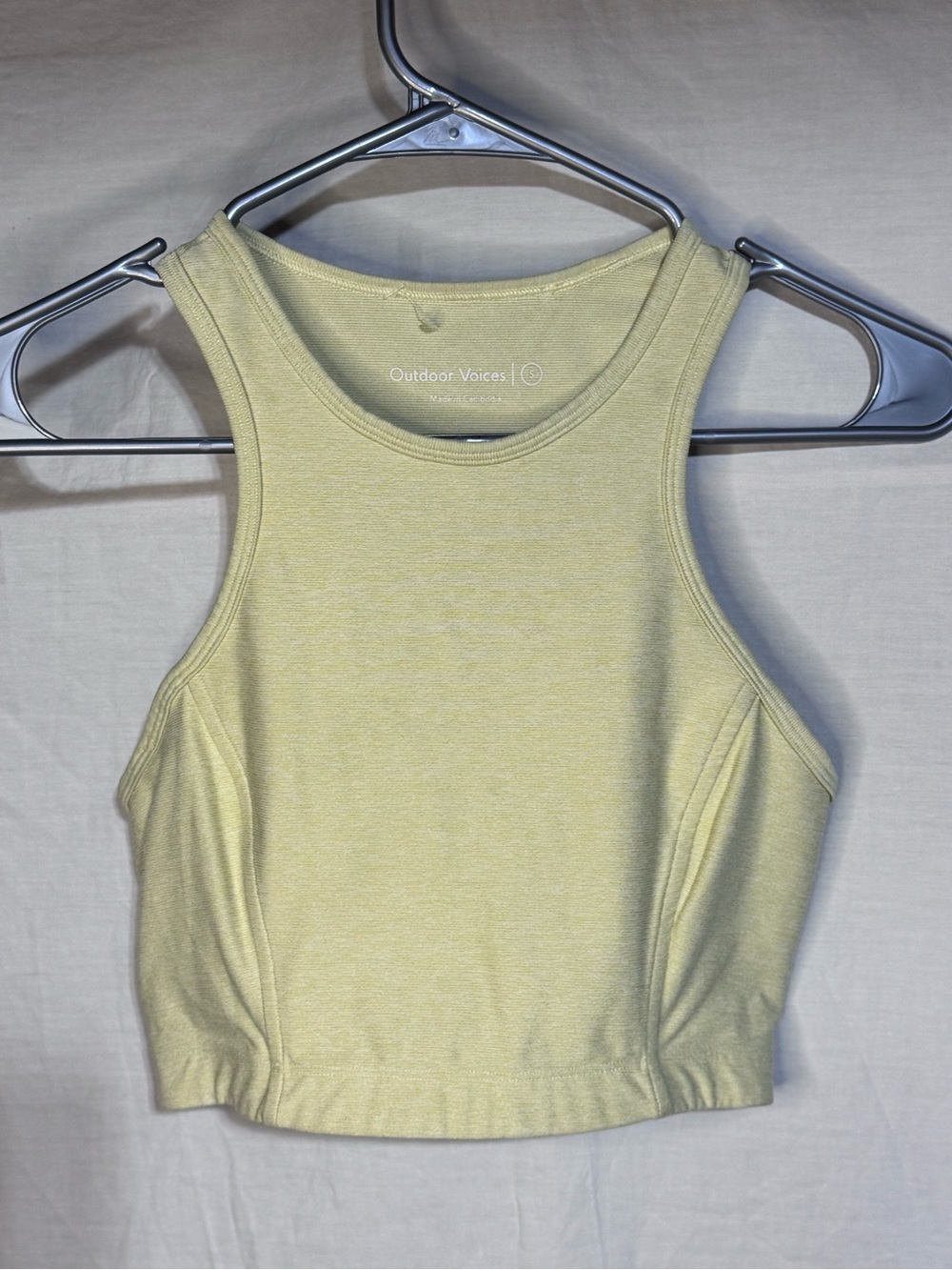 Outdoor Voices Pale Yellow Cropped Active Tank
